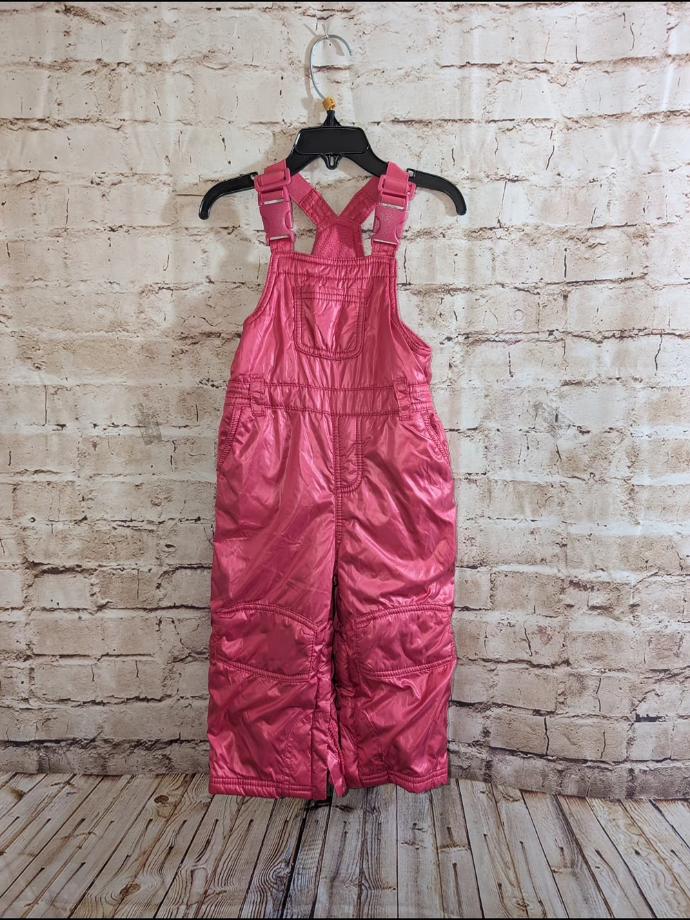 ~Baby GAP Warmest Puffer Snow Overalls in a bright pink color, 18-24M